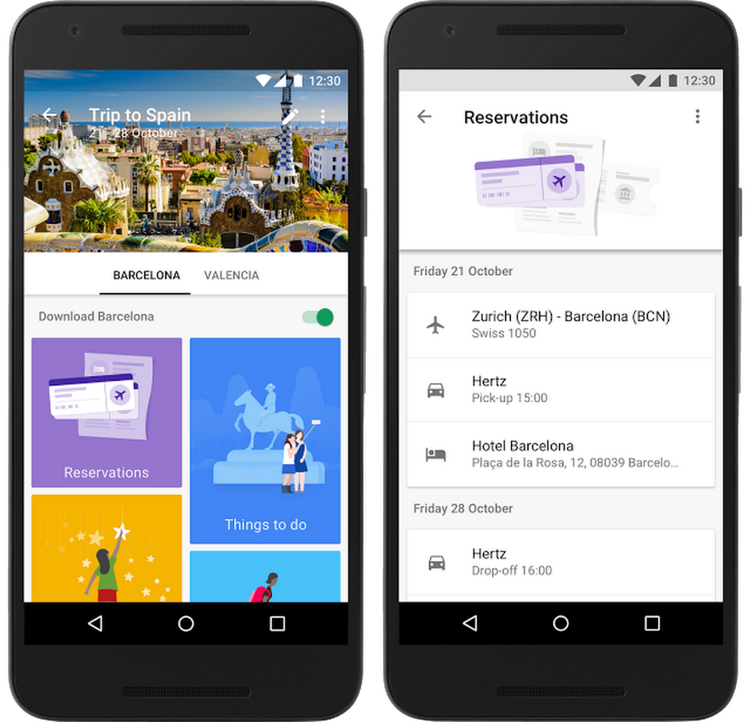 Google Trips Reise-App Buchungen Sehenswürdigkeiten Liste
