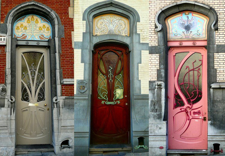 Jugendstil Haustüren mit Glas und Metall verschiedene Farben
