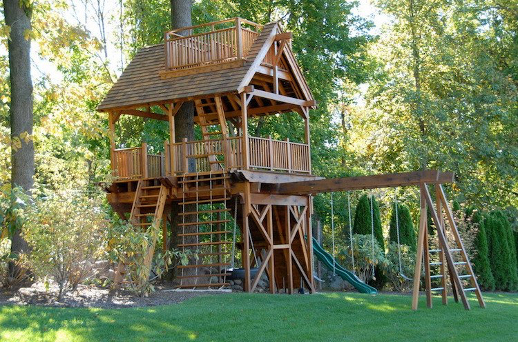 Luxus Baumhaus mit Schaukeln Klettergerüst Holz