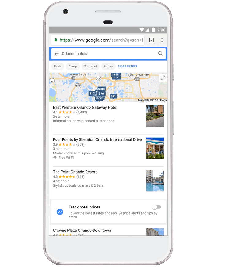 Reise planen App Google Hotelsuche