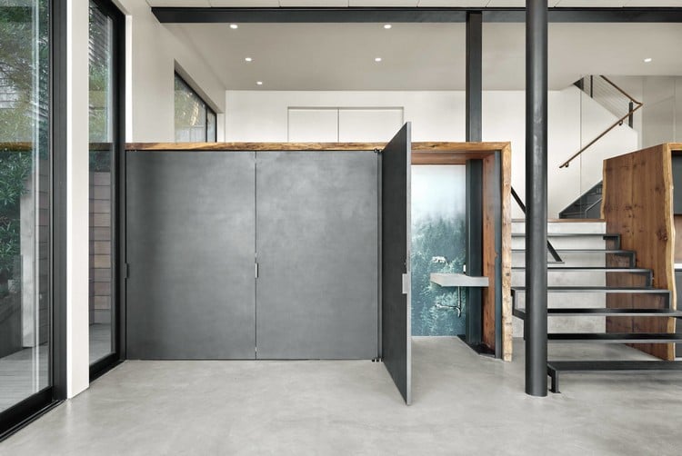 Stahlelemente Massivholz-Rahmen Badezimmer Tür