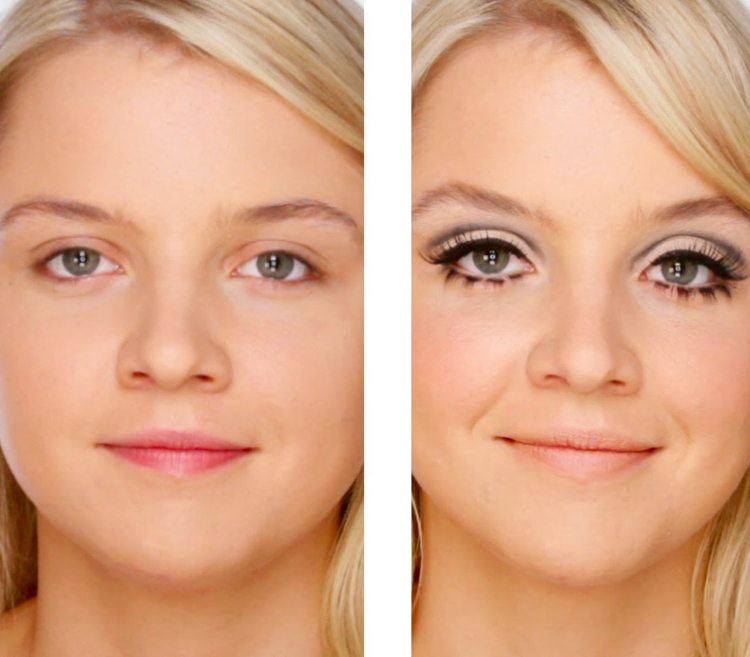 Twiggy Augen Make up Wimpern Vorher Nachher