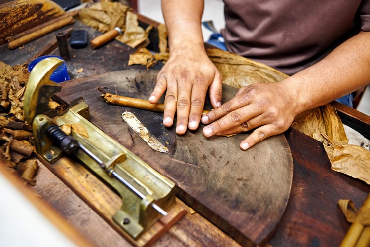 Zigarren Guide für Anfänger Herstellung Tabakblätter werden handgerollt
