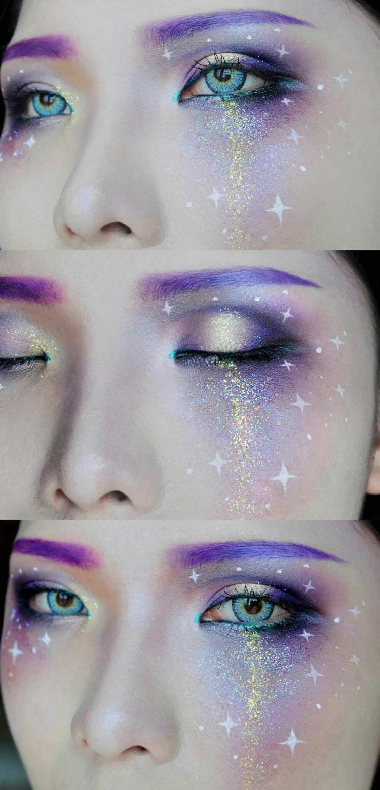 augenbrauen lila galaxy augen make up