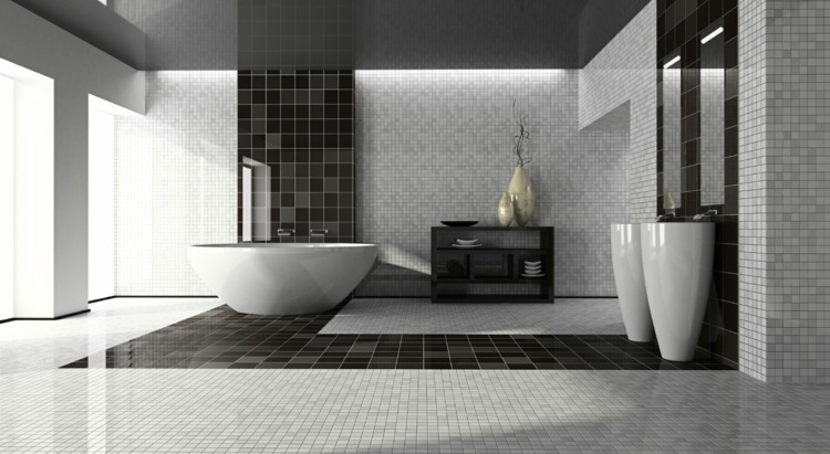 badezimmer in schwarz fliesen ideen weiß elegant modern