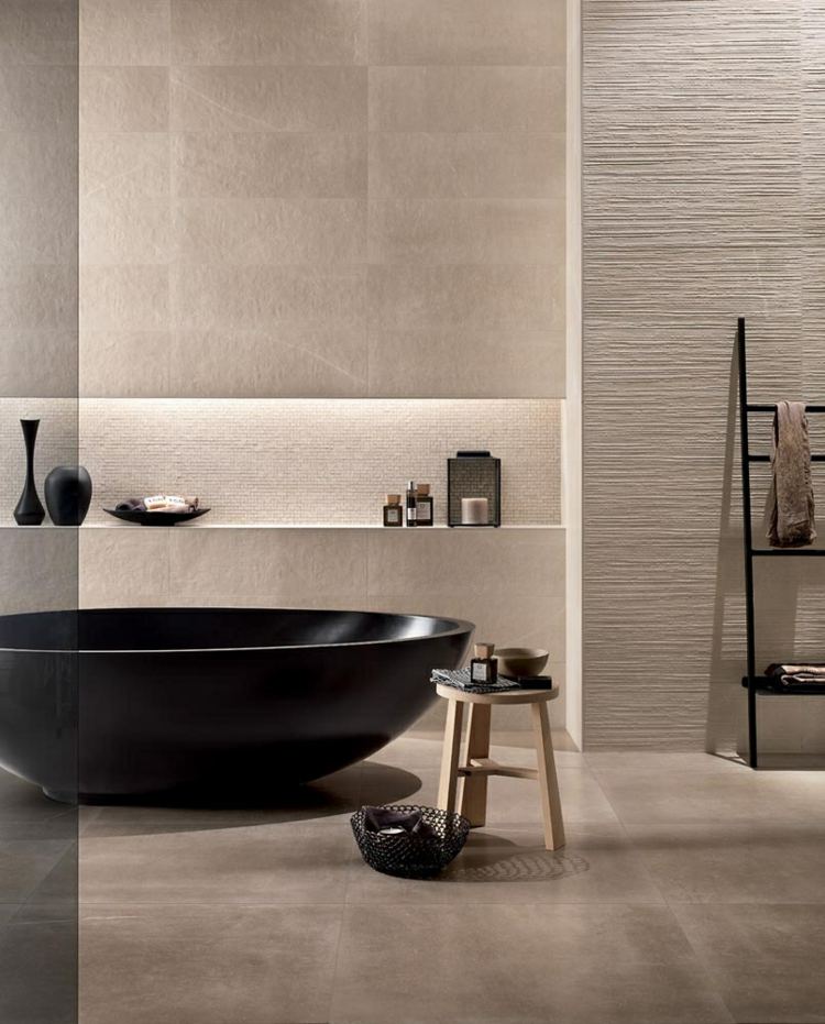 badezimmermöbel schwarz beige elegant schlicht