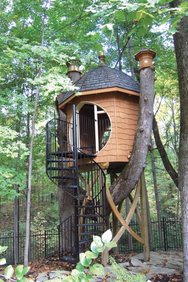 cooles baumhaus für kinder Wendeltreppe Stahl