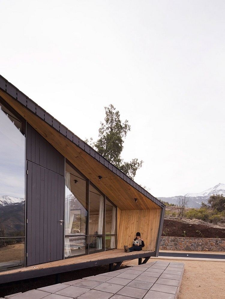 gefaltetes dach berghütte geometrische form erholungsort