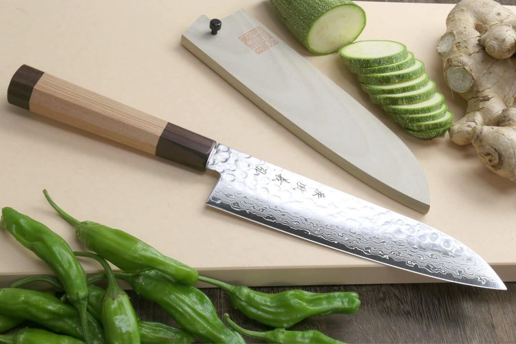 japanische Messer Santoku Damaststahl