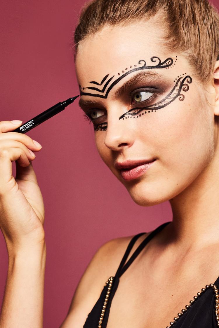 karneval maske schminken make-up spitze schwarz anleitung