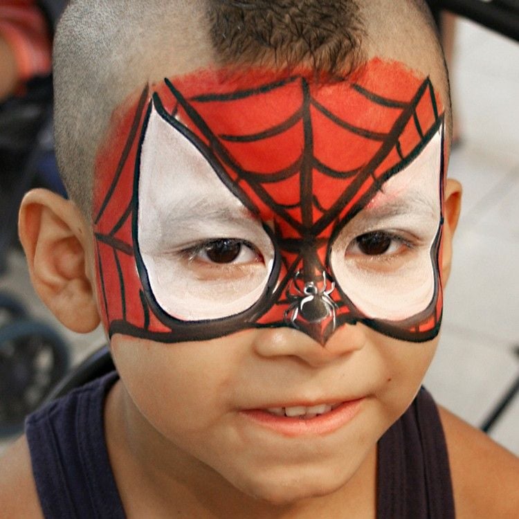 kinder schminken karneval spiderman maske malen