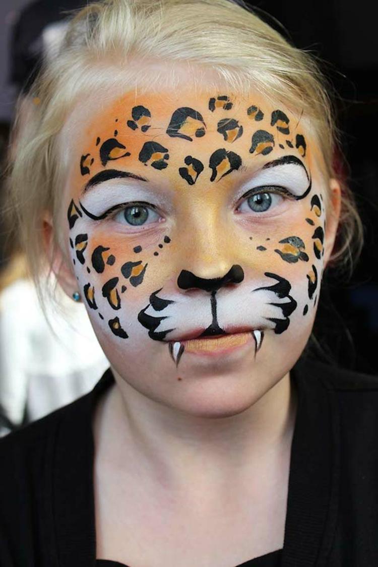 kinderschminken fasching leopard gesicht