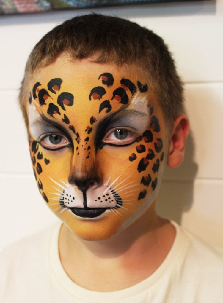 kinderschminken jungen motive leopard idee