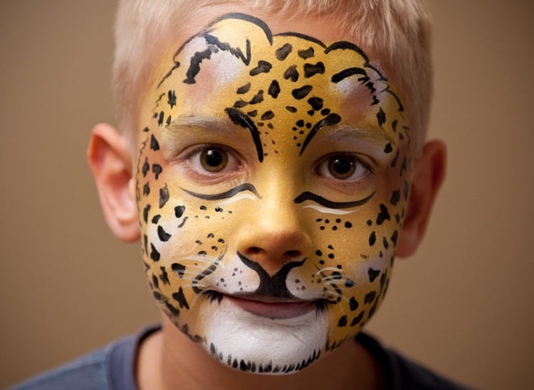 kinderschminken jungen motive leopard make-up