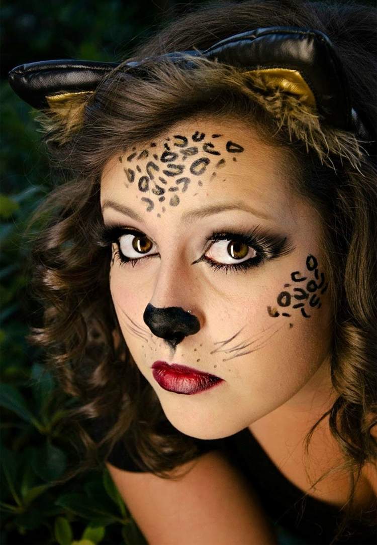 leicht leopard schminken tutorial nase stirn augen