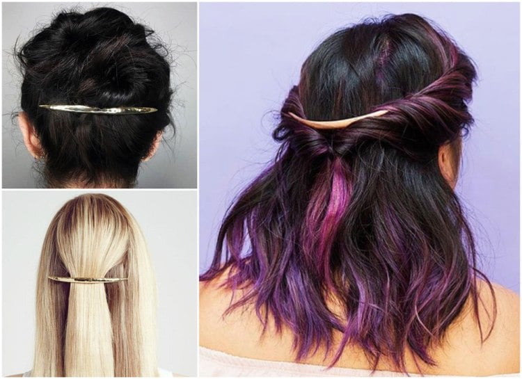 minimalistische Haarspange gold Frisuren Beispiele