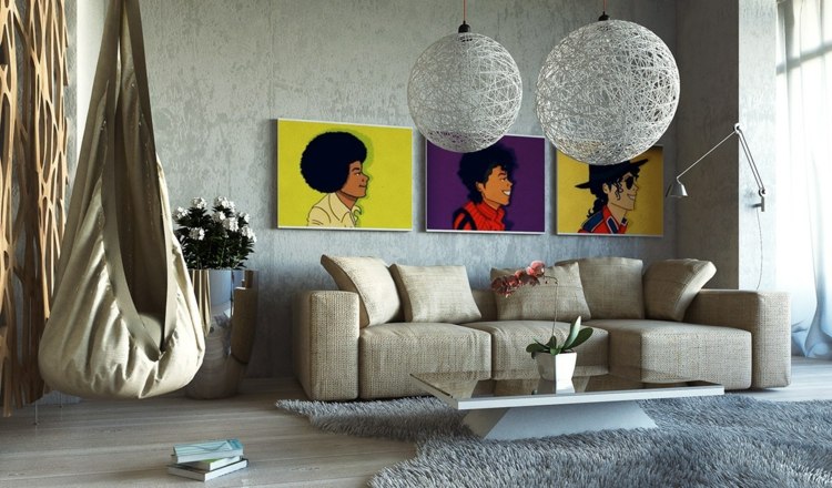 pop art decoration farbenfroh symmetrische anordnung hängesessel sofa