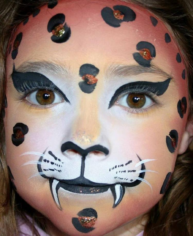 schminkvorlage leopard gesicht karneval make up