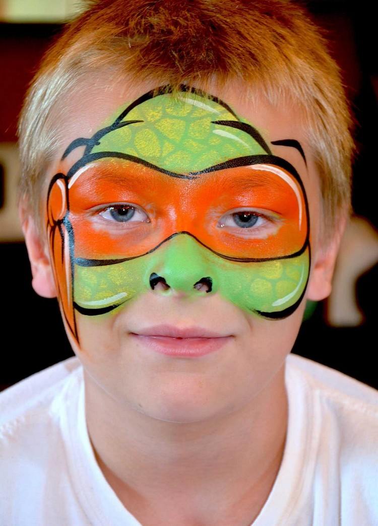schminkvorlagen kinder fasching ninja turtles michelangelo