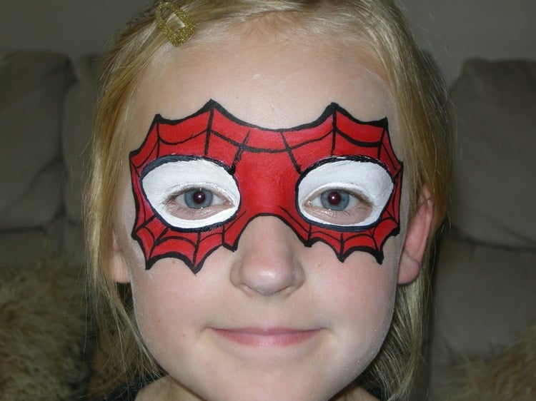 spiderman maske schminken einfach kind fasching