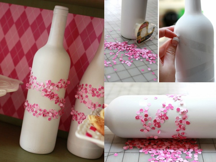 valentinstag ideen diy dekoration flasche dekorieren