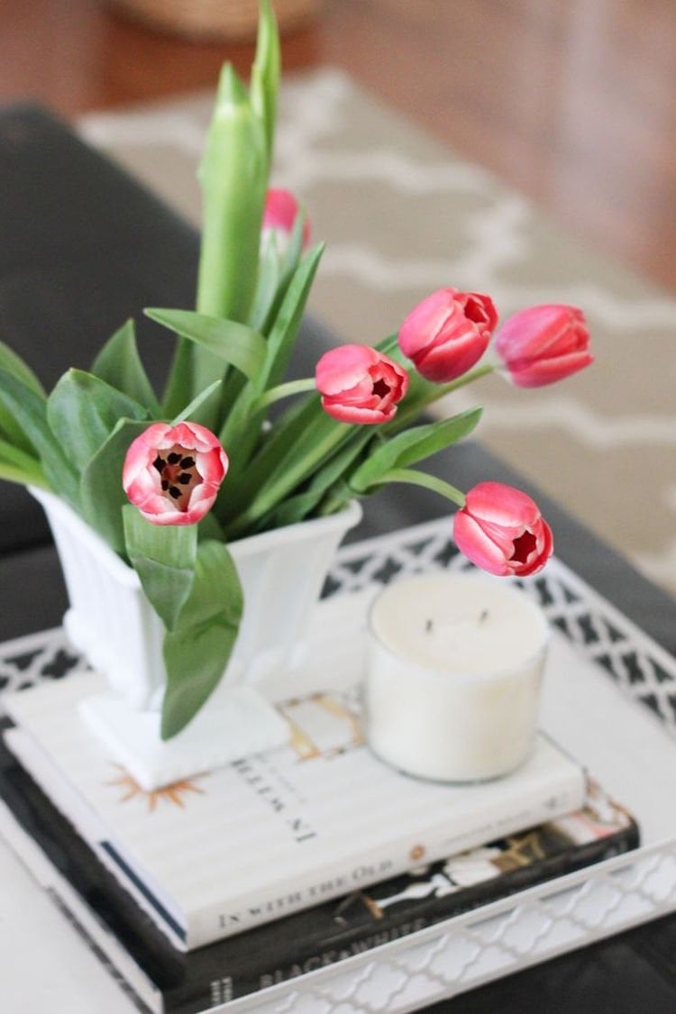 valentinstag ideen diy dekoration frühlingsblumen tulpen