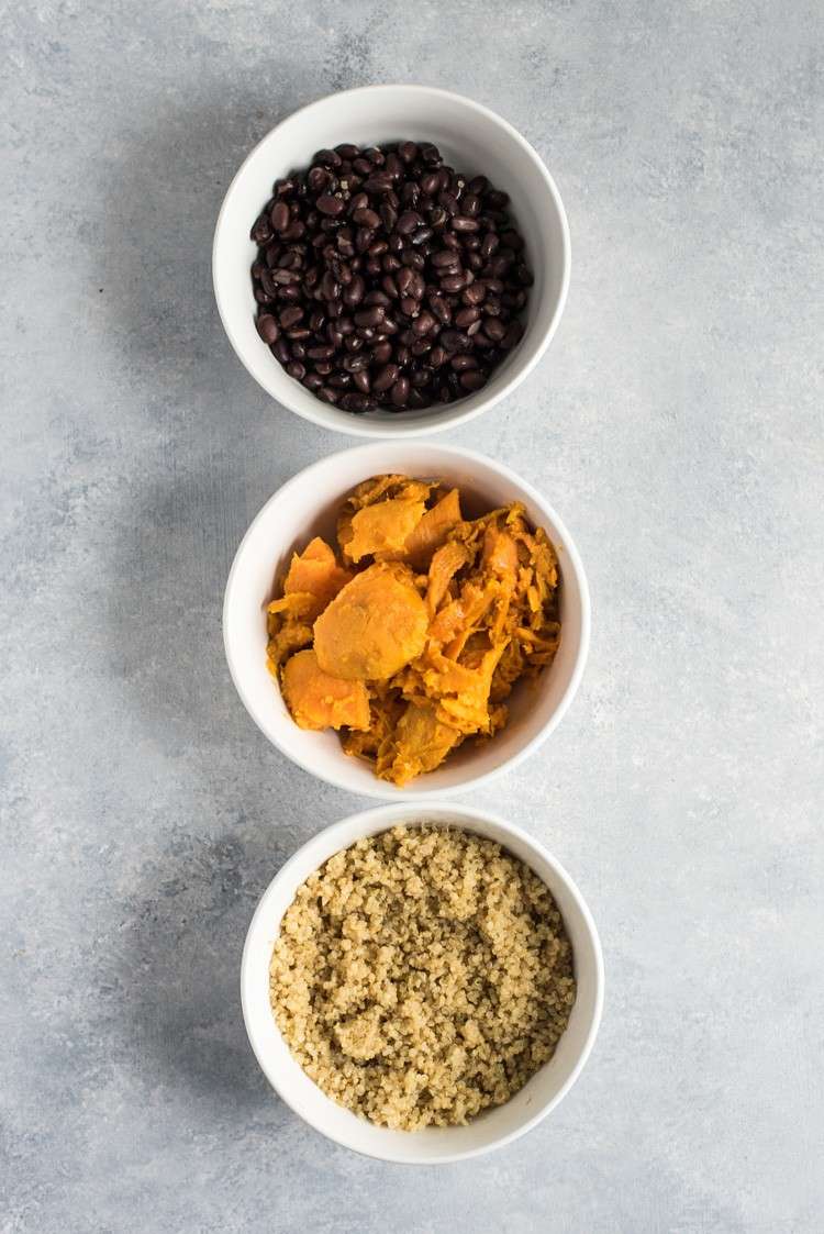 veggie-burger rezept zutaten süßkartoffeln schwarze bohnen quinoa