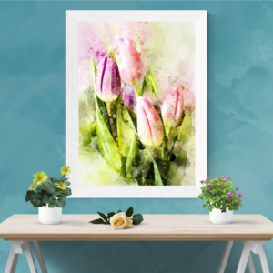 Wandbild Frühling Deko Tulpen Aquarell Look Blumen