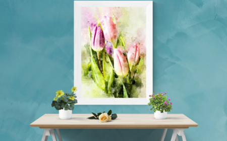 Wandbild Frühling Deko Tulpen Aquarell Look Blumen