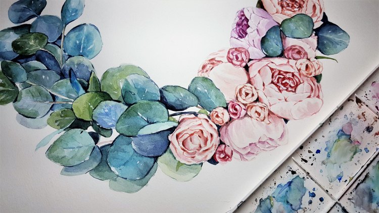 Wandbild Ideen Aquarell Wasserfarben Blumenmotive Frühling