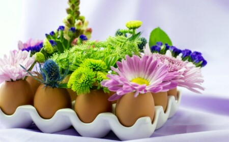 basteln zu ostern mit naturmaterialien-eierschalen-eikarton kleinkinder senioren