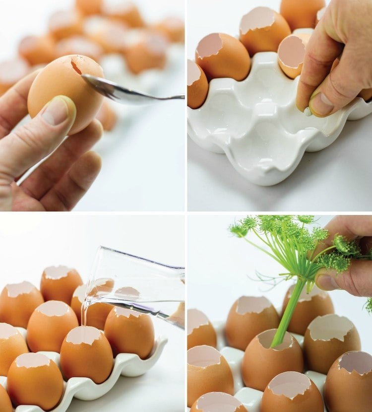 basteln ostern naturmaterialien-eierschalen vase anleitung