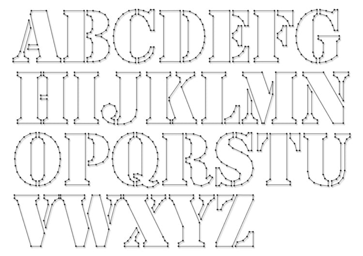 fadenbilder motive vorlage alphabet buchstaben nägeln