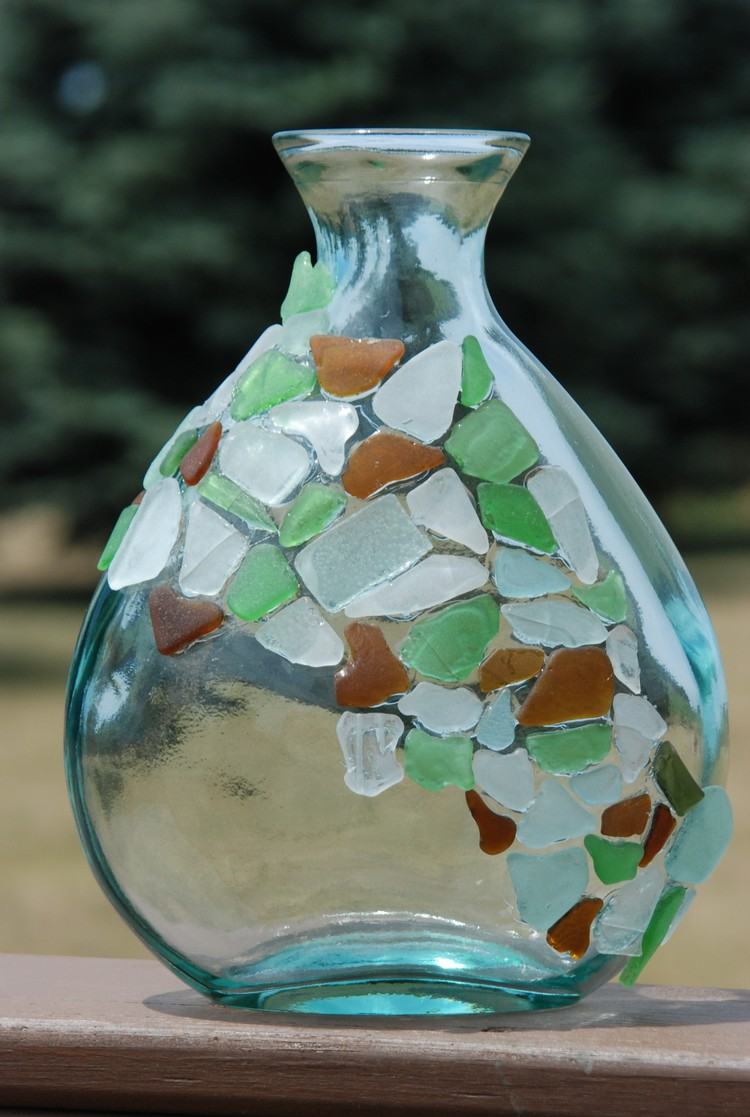 glasflasche glasvase dekorieren meerglas