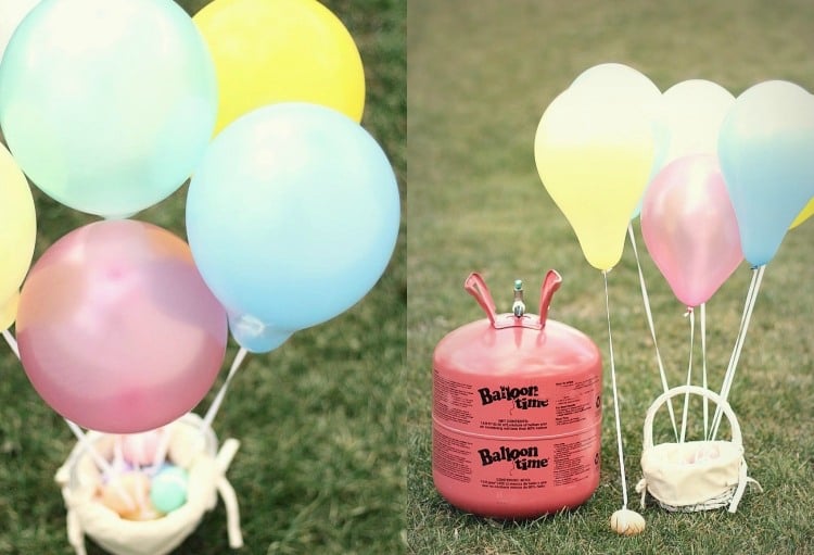 Osterdeko mit Luftballons basteln eiersuche heliumballons