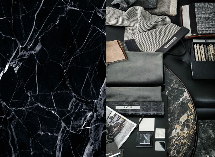 schwarzer marmor kombinieren tipps trend stoffe