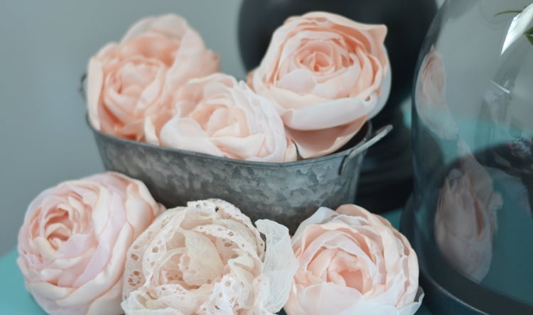 stoffblumen selber machen rosen rosa romantisch zart