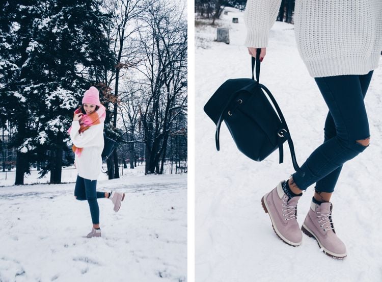 timberland boots stylen outfit rosa pastellfarbe