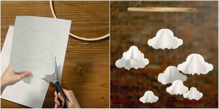 wolken kinderzimmer babyzimmer papier mobile