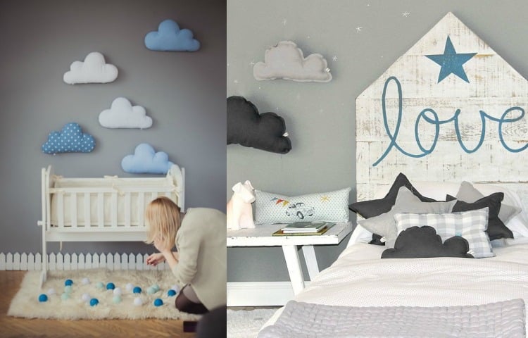 wolken kinderzimmer babyzimmer stoff weich kissen füllwatte