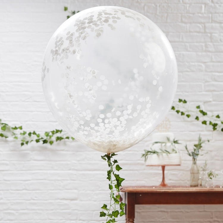xxl luftballon mit konfetti gefüllt weiß hochzeit