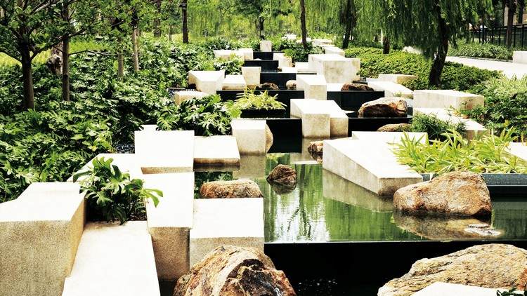 Garten- und Landschaftsbau Projekt China Xing Yuan Park Findlinge Wasser