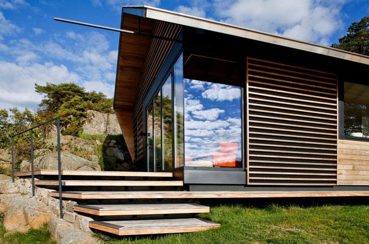 Hütte moderes Design Zedernholz Fassade Dach