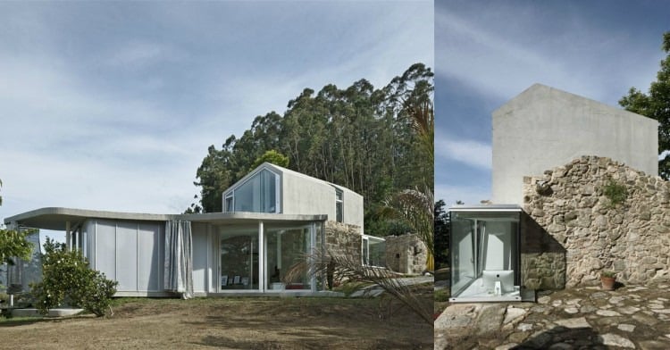 architektur glas stein haus panoramafenster natur zeitgenössisch