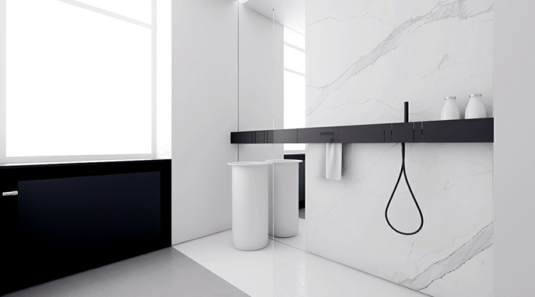 armaturen badezimmer shwarz schlicht minimalistisch futuristisch marmor