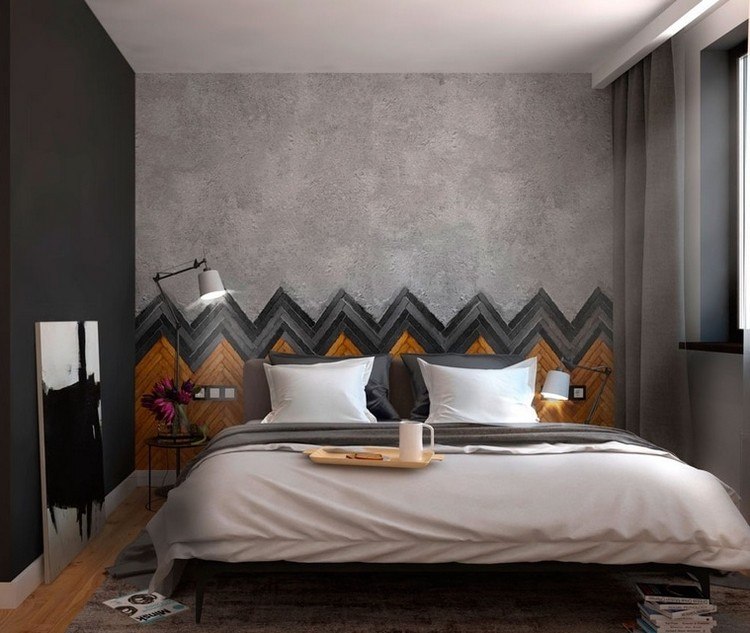 coole Ideen für moderne Wandgestaltung Schlafzimmer Wand Beton