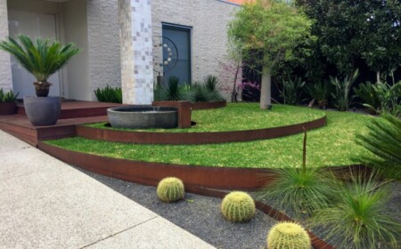 garten stützmauer aus stahl bauen terrassen rasenfläche gestalltung