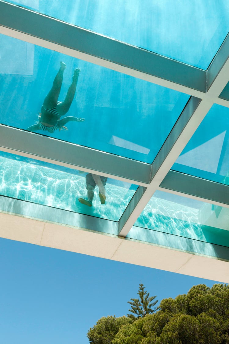 glas pool auf dach Glasboden Terrassenüberdachung Funktion