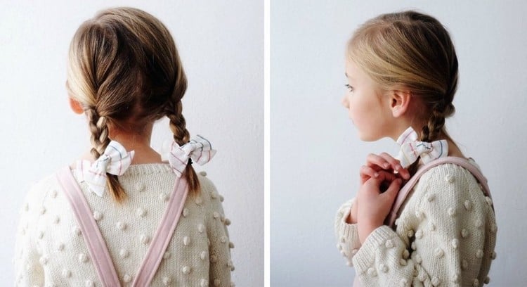 klassische Frisuren für kleine Mädchen zwei Zöpfe einfach schnell
