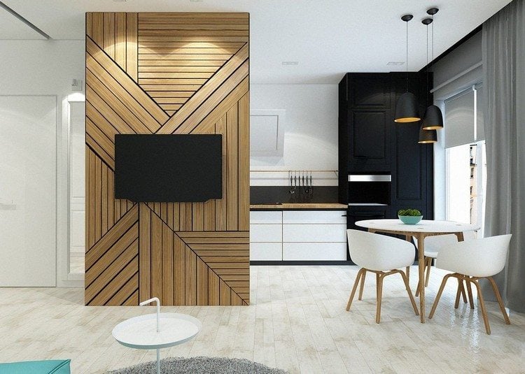 kleine Akzentwand Wohnzimmer Küche modern